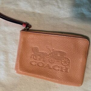Coach Peach Leather Wristlet